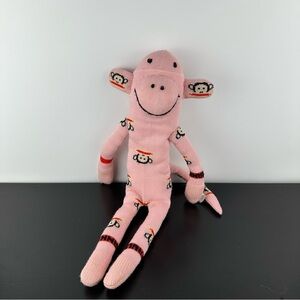 Vintage 2003 Paul Frank Julius Pink Sock Monkey 15” Knit Plush Stuffed Animal